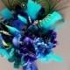 Peacock Turquoise Bridal Bouquets Custom -3rd- Payment For Katrina