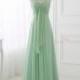 2016 Mint Green Bridesmaid Dress, Halter Dress, Long Chiffon Prom Dress, Formal Evening Dress, Pleat Bodice Bridesmaid Dress (BM01)