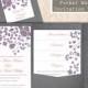 Pocket Wedding Invitation Template Set DIY EDITABLE Word File Download Floral Invitation Eggplant Wedding Invitations Printable Invitation
