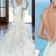 New Sexy Backless Lace Mermaid Wedding Dress Bridal Gown Custom Size 4 6 8 10 ++