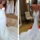 New sexy v-neck backless mermaid lace wedding dress custom size 4 6 8 10 12 14++