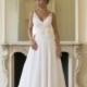 White/Ivory V Neck Long Chiffon Bridal Gown Wedding Dress Custom 6 8 10 12 14 16