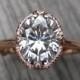 Oval Moissanite Branch Engagement Ring: White, Yellow, or Rose Gold; 2.1ct Forever Brilliant ™