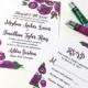 Rose Wedding Invitation Card - Watercolor Wedding Invitation RSVP Card "Lovely Roses" Purple Wine Wedding Invitation - Watercolour Wedding