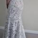Brussels Lace Wedding Dress, V Back, Scoop Neckline, Lace Wedding Dress, Trumpet Wedding Dress