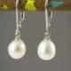 2 Bridesmaid Earrings Pearl Silver, Wedding Jewelry, 925 Sterling Silver, Freshwater Pearls, Elegant, Classic