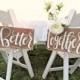 Better Together Wedding Chair Signs // Wood Wedding Decor // Hand Lettered Rustic Wedding
