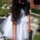 Short white lace top tulle dress for flower girl