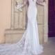 Long Sleeve Lace Wedding Dress Open Back White High Neck  Bridal Gown Custom New