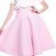 Soft Pink Skirt Knee Length Flared Skirt Formal Prom Light Pink Skirt Bridesmaid Cocktail Powder Skirt .