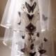 Steampunk Bronzed Butterfly Garden 2 Tier Elbow Length Ivory Wedding Veil