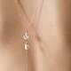 Rose Gold Statement Wedding double Back drop Swarovski Pearl Crystal CZ crystal pendant Wedding necklace, Bridal Jewelry