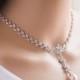 Sparkly Cubic Zirconia Crystal and Swarovski Pearls Chandelier dangle Wedding Necklace, Statement Wedding Necklace