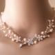 Vintage Style statement Wedding Necklace, Swarovski pearls and CZ crystals Pendant Necklace,Crystal Zirconia Drop Necklace.