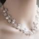 swarovski Pearl & silver plated rhinestone statement Wedding Necklace,Bridal Necklace, Bridal Wedding Jewelry