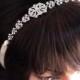 Wedding Bridal Headband, Vintage Inspired Rhinestone Ribbon Bridal Headband Wedding Head band, Wedding Bridal Hair Accessories