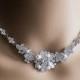 Vintage Style statement Wedding Necklace,Swarovski Pearl Crystal Flower Pendant Necklace,Zirconia Crystal Drop Necklace. Grace_073
