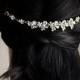 Wedding Hair Chain Bridal Hair Chain swarovski pearls CZ crystal Hair Wrap Headpiece, Wedding Halo Crystal Hair Comb, Wedding Hair Comb Vine