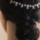 Statement Wedding head band Pearl Chain Headpiece Bridal Head Piece Cubic Zirconia Crystal Stars Hair Wedding Hair Accessories