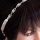 Wedding Bridal Headband, Vintage Inspired Rhinestone Ribbon Bridal Headband Wedding Head band, Wedding Bridal Hair Accessories