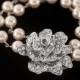 Bridal Swarovski Pearl Wedding Bracelet, Vintage Style statement 2 strands wedding Bracelet, Pearl and CZ crystal Bracelet Cuff