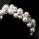 Swarovski Bridal Bracelet, Swarovski Pearls Swarovski Crystal Elements and Silver Ball Cluster Bracelet, Rhinestone Statement bracelet,