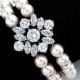 2 strands Swarovski Pearl and rhinestone Bridal Bracelace, Vintage Style Cubic Zirconia and pearl Wedding Bridal