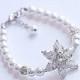 Bridal Swarovski Pearl crystal rhinestones statement Wedding Bracelet, Pearl and Rhinestone Bracelet.