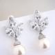 Statement Wedding cubic zirconia Earrings,stud sterling silver Bridal Jewelry swarovski pendant statement wedding earring