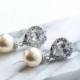 Statement wedding Bridemaid Bridal earring SET Vintage Earrings,Sapphire Sterling silver Cubic Zirconia and swarovski pearl Wedding Bridal.