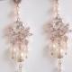 Statement Wedding Earrings, Art Deco Bridal Chandelier Dangle Earings Swarovski Pearl, Rose Gold / Silver, CZ Crystal, Bridal Jewelry