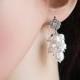 Statement Wedding Earrings Swarovski Pearl Crystal Cluster Chandelier Dangle Wedding Earrings.