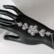 Floral CZ Crystal Swarovski Pearl Hand Chain Bracelet Handpiece Vintage Style statement wedding Bracelet, Pearl Rhinestone Bracelet Cuff.