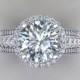 Halo Diamond Engagement Ring 18kt White Gold Genuine Diamond & Russian Diamond Simulate Center Stone Halo Engagement Diamond Ring