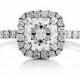 Diamond Engagement Ring 18k White Gold Cushion Cut 1.05ctw HVS1 DIAMOND HALO Engagement Ring with Natural Diamonds Wedding Ring Anniversary