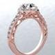 14k Rose Gold Engagement Ring 6.5mm Round Forever One Moissanite Center & Genuine Diamonds Halo Anniversary Wedding Ring Crowned Flower Love