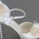Nude Peacock Feather Shoe Clips Cream Ivory Bridesmaid Accessories Crystal Wedding Bridal Shoes Set of 2 'Leonie'