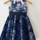 Navy Blue Flower Girl Dress M001