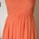 Orange Short Bridesmaid Dress Knee-length Strapless Chiffon Bridesmaid Dress-Custom Dress