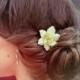 Gardenia hair pins set, wedding hair pin, Bridal hair accessory, Bridal flower pins, flower hair pin, Bridal hair flower, Flower hair pins,