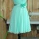 Deep V-neck V Back Mint Bridesmaid dress, Wedding Party dress, Formal dress, Prom Dress,Woman Evening dress Knee length