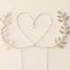 Silver heart wedding cake topper, Heart and leaves cake topper, Woodland cake topper, Rustic chic wedding, Woodland, cake topper