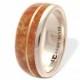 Birch Burl Wood 18k gold line and Silver Sterling Ring 