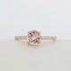 Morganite Engagement Ring with Micro Pave Band, One Carat Morganite Engagement Ring, 6.5mm Morganite Engagement Ring