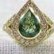 Stunning Contemporary 18k Gold Emerald and Diamond Engagement Ring 4.24 Carats