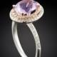 Amethyst Engagement Ring, Amethyst and Diamond Double Halo Engagement Ring - February Birthstone - LS1235