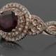 Rose Gold Engagement Ring, Deep Red Garnet and Diamond Ring in 14kt Rose Gold - LS1936