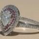 Pear Diamond Engagement Ring with Pink Sapphire & Diamond Double Halo - LS1518