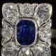 SALE Antique Belle Époque Sapphire and Diamond Engagement Ring in 18k Gold and Platinum