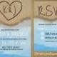 Destination Beach Wedding Invitation,Heart in the Sand with Initials,Sandy Beach,Blue Water,OPT RSVP Card,Customizable,with White Envelopes